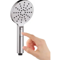 Poignée de douche ronde 3 positions NIRIA en finition chrome brillant en ABS Kibath