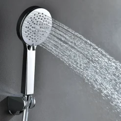 Poignée de douche ronde 3 positions NIRIA en finition chrome brillant en ABS Kibath