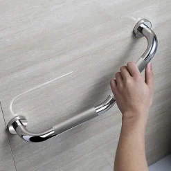 Poignée de sécurité antidérapante en forme de Z de 43 cm en acier inoxydable avec finition chromée polie Kibath