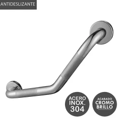 Poignée de sécurité antidérapante en forme de Z de 43 cm en acier inoxydable avec finition chromée polie Kibath