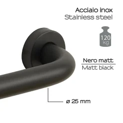 Poignée De Sécurité Pour Salle De Bain Pour Personnes Âgées 45Cm Acier Noir Par Kiamami Valentina