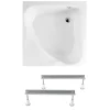 Polysan Carmen 90x90 cm baignoire d'angle gain de place 95 L en acrylique, avec pieds, orientation droite, blanc (29611-SET)