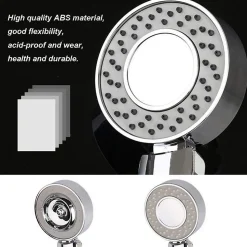 Pomme de douche double face Douche Head économie d'eau ronde ABS Chrome Booster Douche haute pression Handheld douche à main
