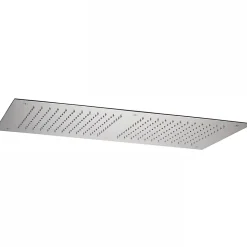 Pomme de douche haute à encastrer rectangulaire inox 78x38cm sorties d'eau en silicone anti-calcaire SANINDUSA King chromé