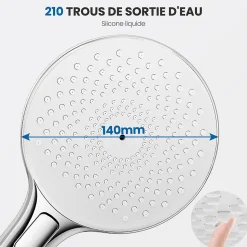 Pommeau de douche avec 4 en 1 avec Fonction Spray Pomme de douche + 1.5m flexible Auralum Max Kit de douche