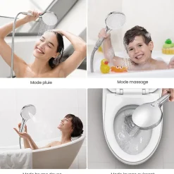 Pommeau de douche avec 4 en 1 avec Fonction Spray Pomme de douche + 1.5m flexible Auralum Max Kit de douche