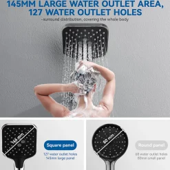 Pommeau de douche avec 3 modes de jet Pomme de douche Auralum Max Kit de douche