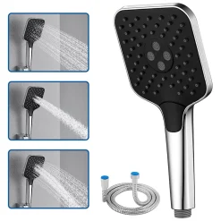 Pommeau de douche avec 3 modes de jet Pomme de douche + 1.5m flexible Auralum Max Kit de douche