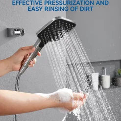 Pommeau de douche avec 3 modes de jet Pomme de douche + 1.5m flexible Auralum Max Kit de douche