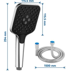 Pommeau de douche avec 3 modes de jet Pomme de douche + 1.5m flexible Auralum Max Kit de douche