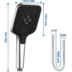 Pommeau de douche avec 3 modes de jet Pomme de douche + 1.5m flexible Auralum Max Kit de douche
