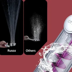 Pommeau de douche avec hélice - 3 modes - Ventilateur haute pression intégré avec bouton d'arrêt - Argenté