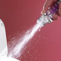 Pommeau de douche avec hélice - 3 modes - Ventilateur haute pression intégré avec bouton d'arrêt - Argenté