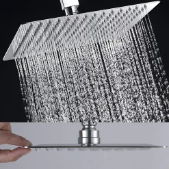 Pommeau de douche carré 30x30 cm, finition chrome poli, en laiton Kibath