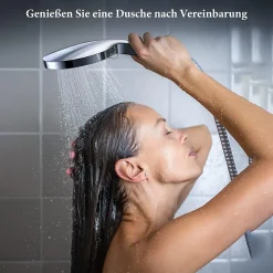 Pommeau de douche économiseur d'eau,, arrêt d'eau et filtre, chrome (argent - noir)