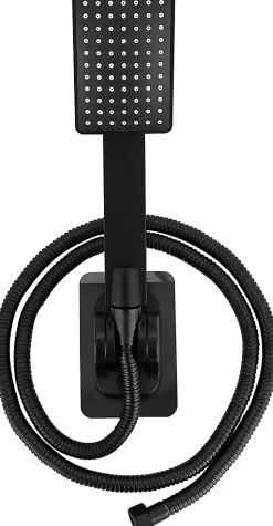 Pommeau de douche filtrant - Économie d'eau - Avec tuyau et collier de serrage - Carré - Noir