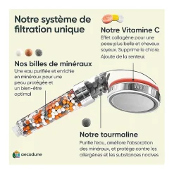 Pommeau de douche filtrant anticalcaire