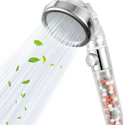 Pommeau de douche filtrant rond 3 modes avec pause