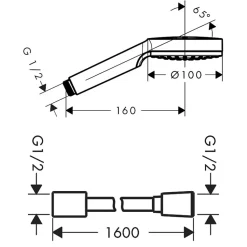 Pommeau de douche HANSGROHE Crometta + Flexible Designflex 160 cm chromé
