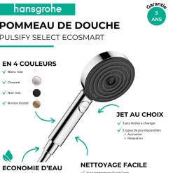 Pommeau de douche HANSGROHE Pulsify Select S 105 EcoSmart 3jets bronze brossé