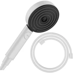 Pommeau de douche HANSGROHE Pulsify Select EcoSmart 105 3 jets Relaxation + flexible de douche Designflex 160 cm blanc mat