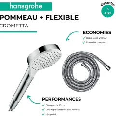 Pommeau de douche HANSGROHE Crometta + Flexible Metaflex 160 cm chromé