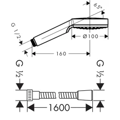 Pommeau de douche HANSGROHE Crometta + Flexible Metaflex 160 cm chromé