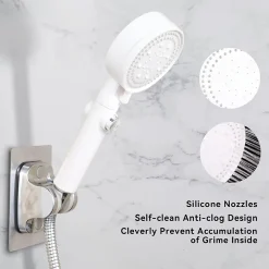 Pommeau de douche haute pression, économie d'eau, 5 jets, idéal pour le bain et le spa, anticalcaire, haute pression (blanc)