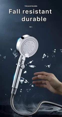 Pommeau de douche Haute Pression à économie D'eau 5 types de jet pour bain et spa Pommeau Douche Anti Calcaire(Argenté)