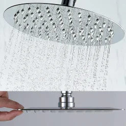 Pommeau de douche rond de 20 cm avec finition chromée brillante en laiton Kibath