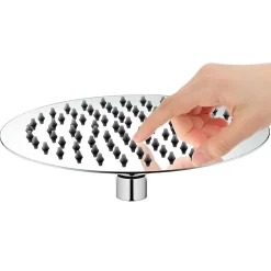 Pommeau de douche rond de 20 cm avec finition chromée brillante en laiton Kibath