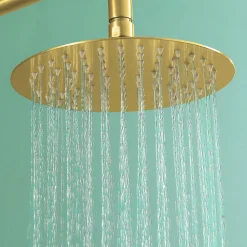 Pommeau de douche rond de 25 cm avec finition or brossé en acier inoxydable Kibath