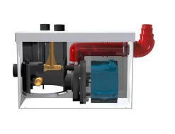 Pompe de relevage pour cuisine et boinderie PLANUS GEBERIT INSTALLED modèle Geyser , 100 C, 2 entrées