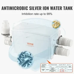 Pompe macératrice 350W, 3 entrées eau, 6000 L h, relevage 7 m, eaux usées sous-sol cuisine.