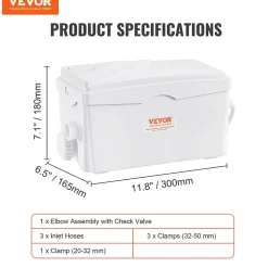 Pompe macératrice 350W, 3 entrées eau, 6000 L h, relevage 7 m, eaux usées sous-sol cuisine.