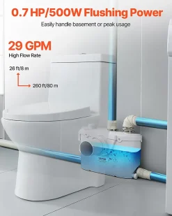 Pompe macératrice 500W, sanitaire 4 entrées eau, 110 L min, ht. refoulement 8 m.