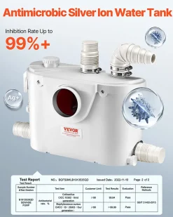 Pompe macératrice 500W, sanitaire 4 entrées eau, 110 L min, ht. refoulement 8 m.