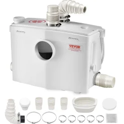 Pompe macératrice 1200W, sanitaire 4 entrées eau, 180 L min, ht. refoulement 10 m.