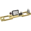 Pont plateau de baignoire extensible 75-109L cm - porte-gobelet et savon - bambou verni