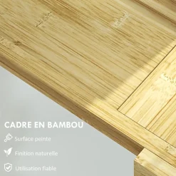 Pont plateau de baignoire extensible 75-109L cm - porte-gobelet et savon - bambou verni