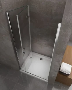 Porte de douche 6 mm pliante pour installation en niche - 58-61,5