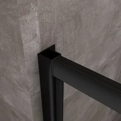 Porte de douche à ouverture battante roto-translante avec pivots asymétriques, cadre noir mat réversible Cm 116-119 H 200