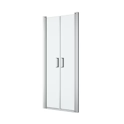 Porte de douche battante l.80 x H.195 cm, verre transparent, profilés alu chrome, GoodHome Ledava