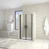 Porte de douche battante 80cm en verre trempé anticalcaire profil et poignée Noir Mat douche italienne hauteur 200cm
