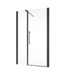 Porte de douche battante l.160 x H.192 cm, verre transparent, profilé noir mat, Schulte NewStyle