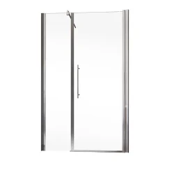 Porte de douche battante l.140 x H.192 cm, verre transparent, profilé chromé, Schulte NewStyle