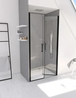 Porte de douche battante noir Galedo Saloon 80cm