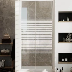 Porte de Douche Blanche 140 CM H185 Verre Sérigraphié mod. Blanc