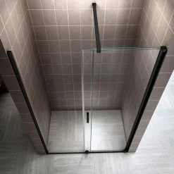 Porte de douche coulissante NAPOLIBLACK H.200 x L. 170 cm verre transparent 8 mm - Saniverre