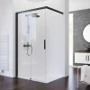 Porte de douche coulissante ouverture gauche l.120 x H.200 cm, verre transparent anticalcaire, profilé noir, Schulte Imperial